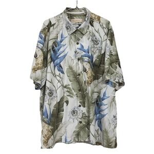 Tommy Bahama XL 100% Silk Short Sleeve‎ Button Up Shirt Tropical Camp Beach